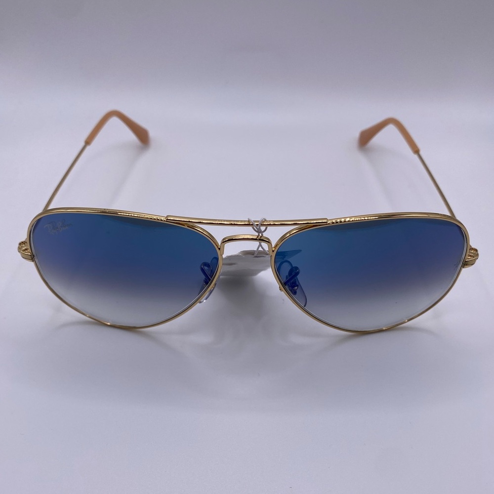 Ray-Ban RB3025 Aviator Large Metal Sunglasses Blue Gradient Lenses 58-14-135 NWT